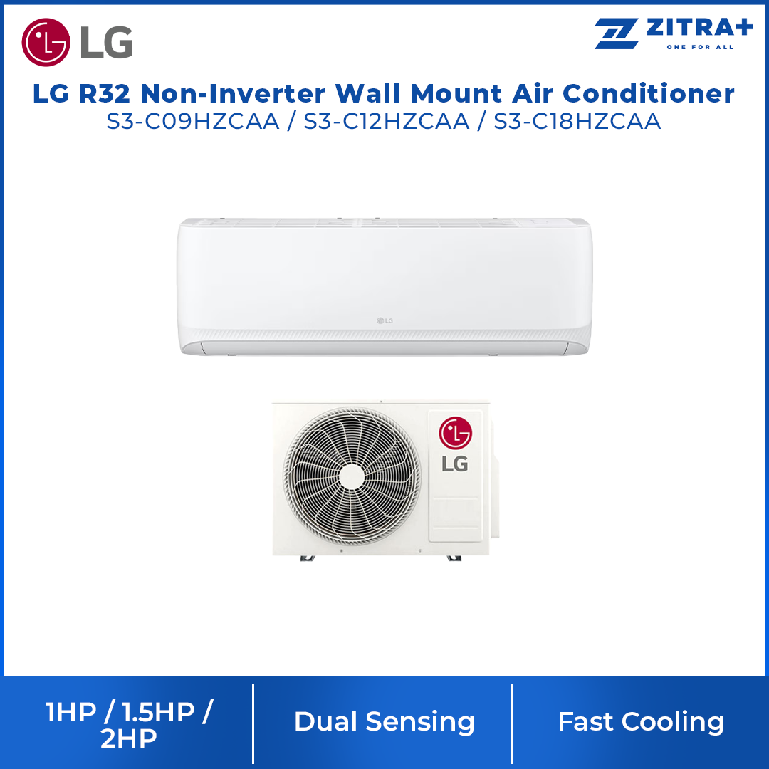 LG 1HP/1.5HP/2HP R32 Lite Series with Dual Sensing and Fast Cooling Function Air Conditioner S3-C09HZCAA/S3-C12HZCAA/S3-C18HZCAA | Dual Sensing | Fast Cooling | Auto Swing | Air Conditioner with 1 Year Warranty